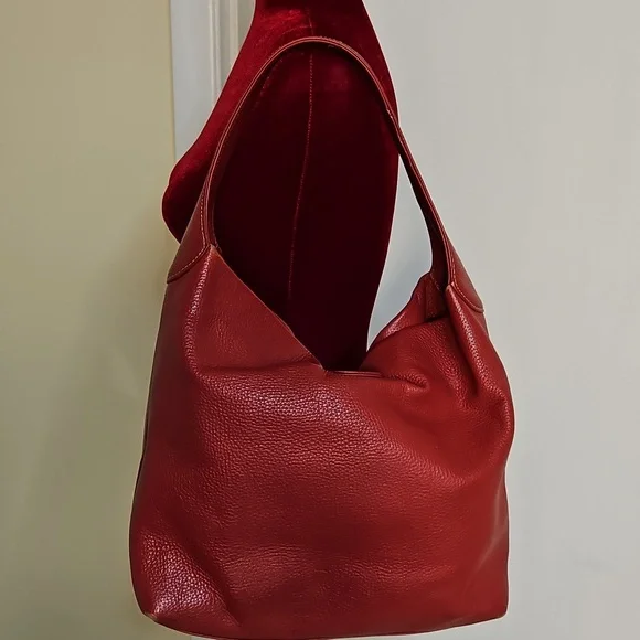 Dooney & Bourke Red Pebble Leather Hobo Shoulder Bag - Picture 4 of 10